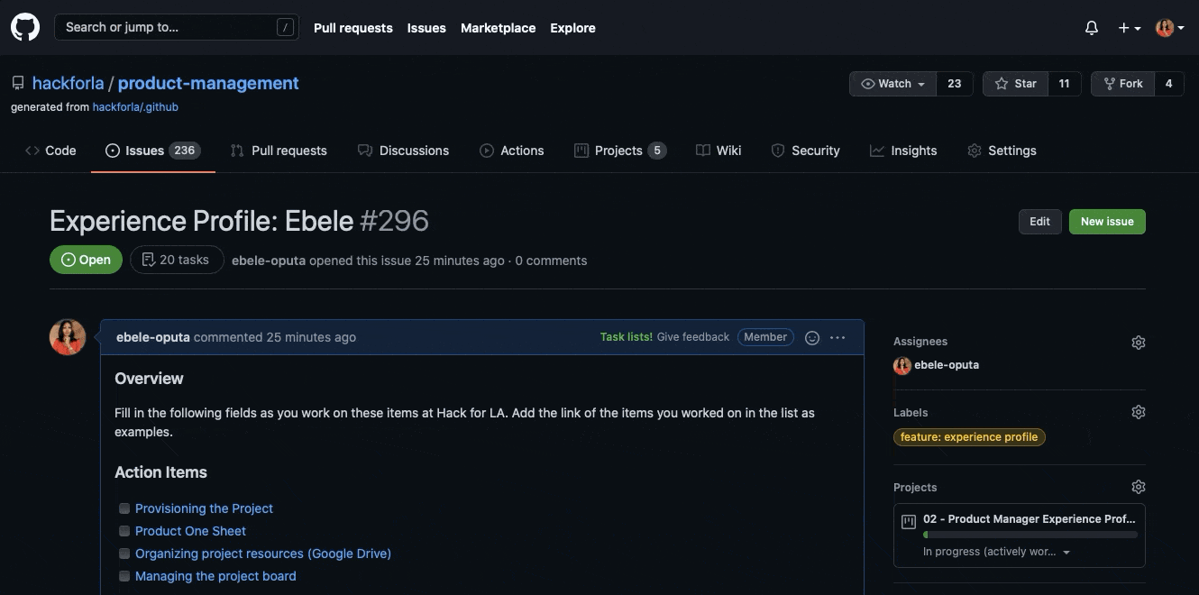 Updating Experience Profile Compressed