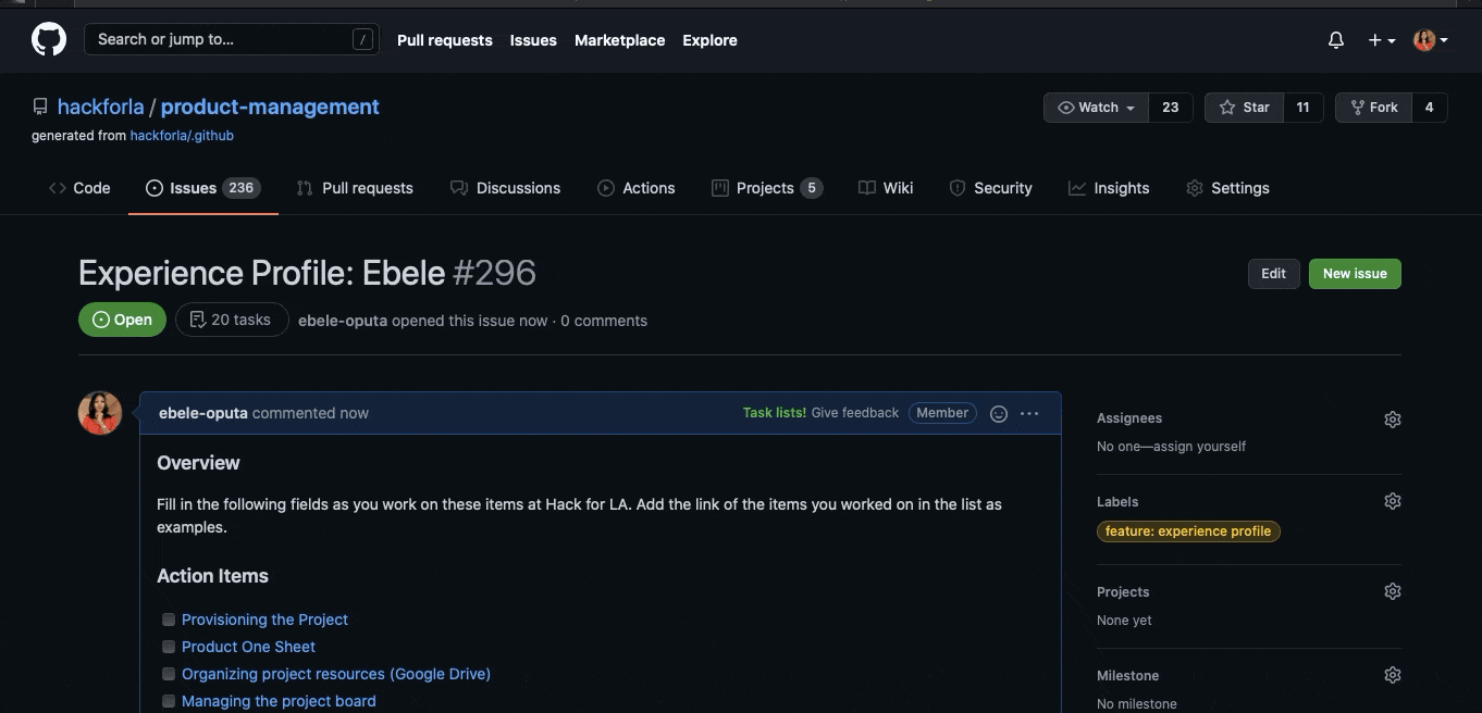 Experience Profile Demo