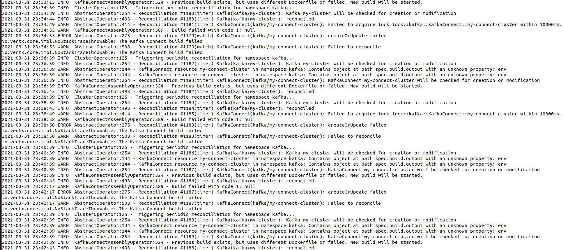Kafka connect cluster build failing · Issue 4691 · strimzi/strimzi