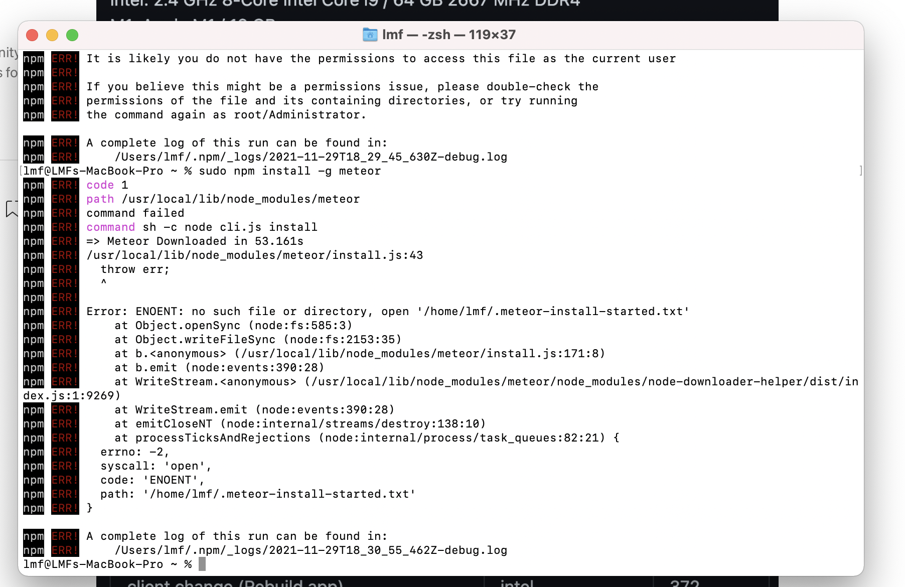 Installation of Meteor fails on M1 · Issue #11790 · meteor/meteor · GitHub