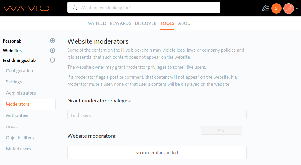Moderator Management UI