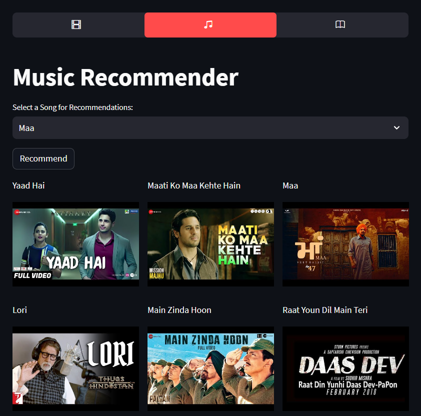 GitHub - devensinghbhagtani/Recommendation-System-3in1: Movie, Music ...