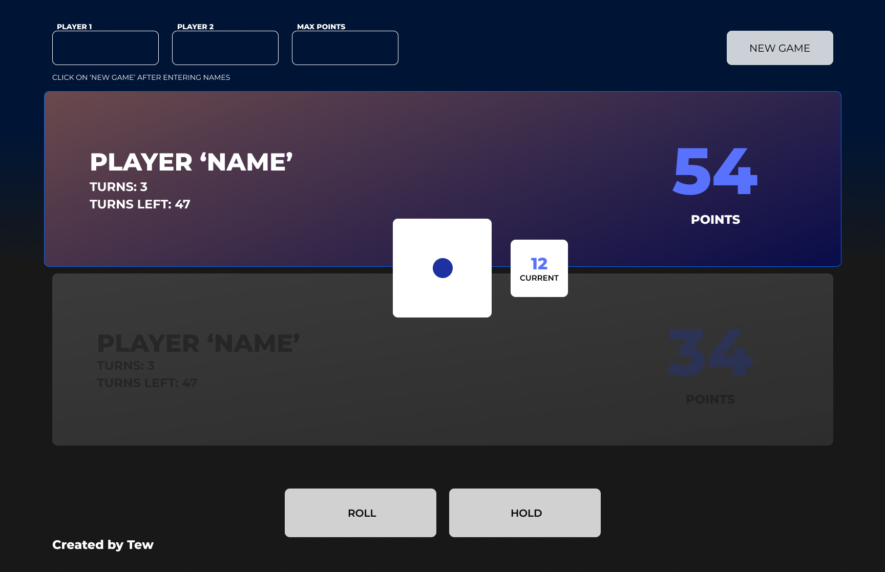 GitHub - mtohernandez/Dice-Game: Random game for two players where the ...