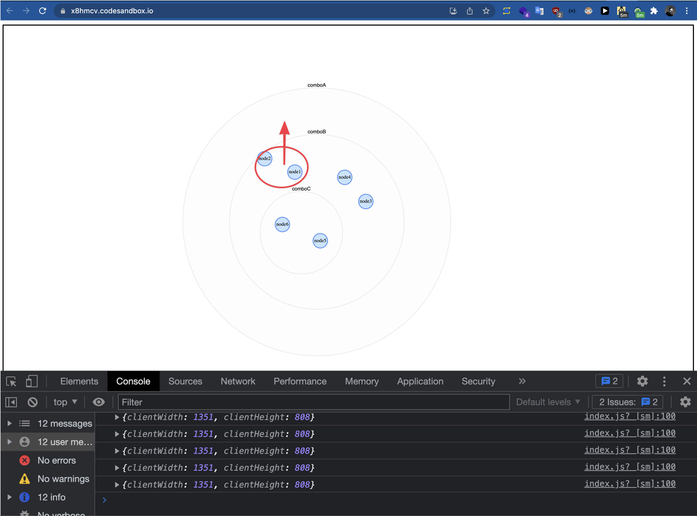Combos nodes with a specific comboId is rendering inside another