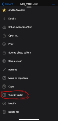 Selecting View in folder