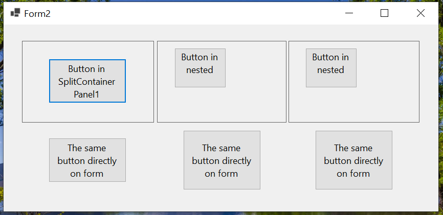 Child controls in nested split container scale incorrectly on secondary ...