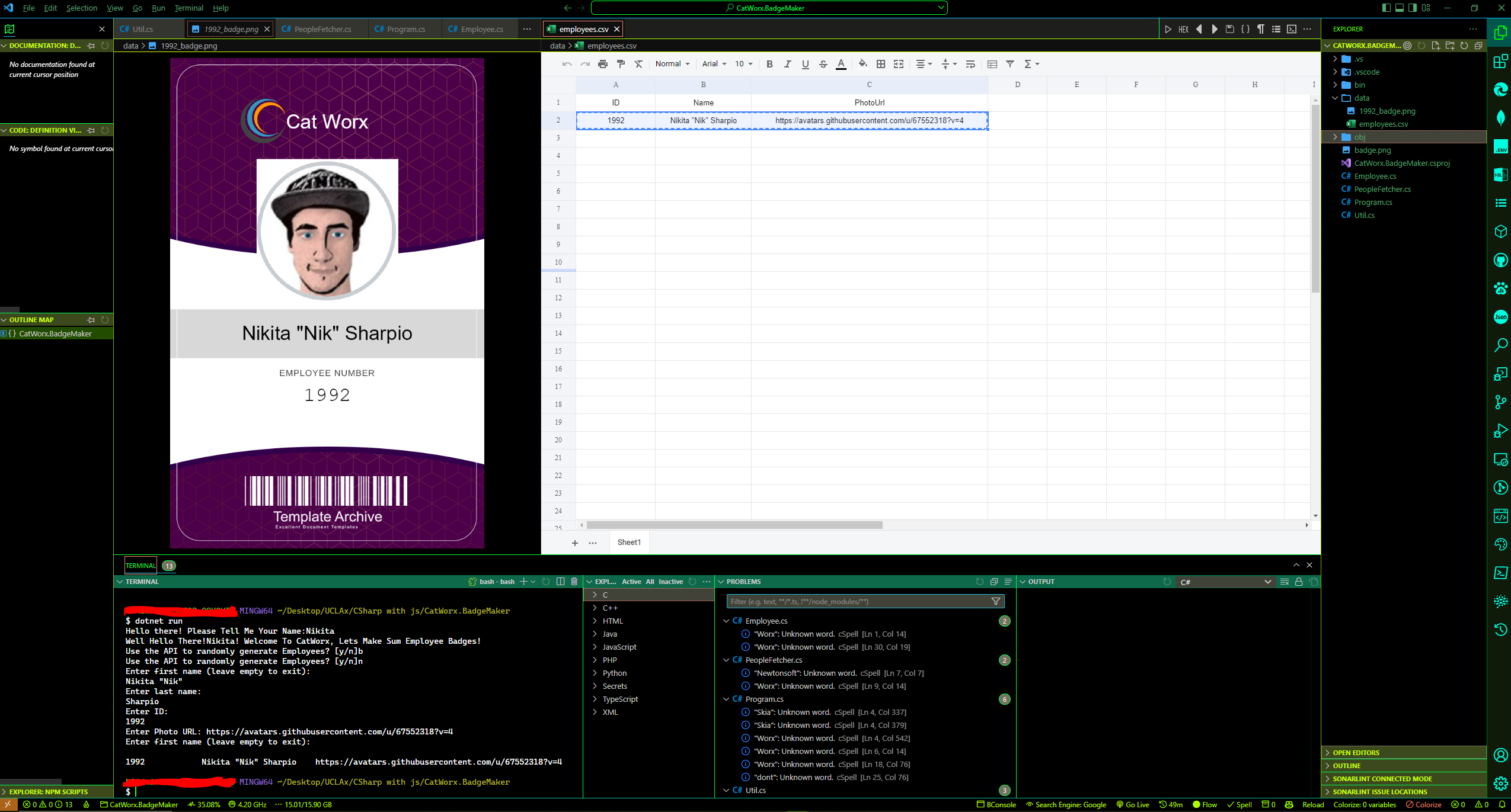 GitHub Niksharpkings/CSharpCatWorxEmployeeIdBadgeMaker A