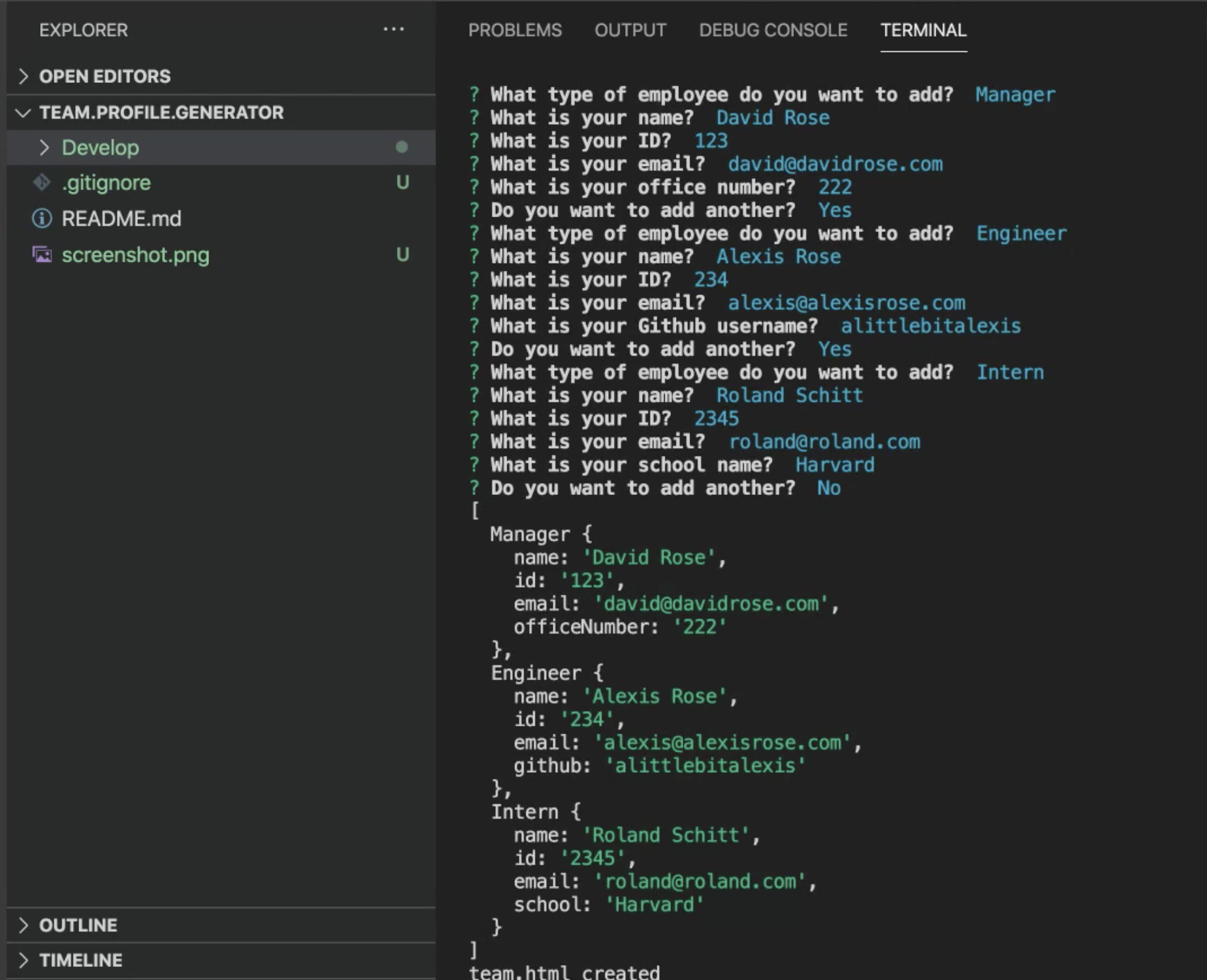 GitHub - shaydaniel7/team-profile-generator: A Node CLI app that takes ...