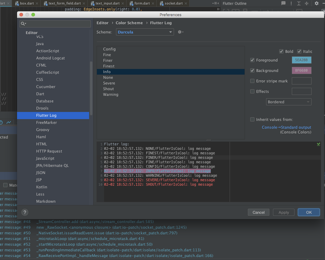 Flutter log color settings only partially configurable. · Issue #2431 ...