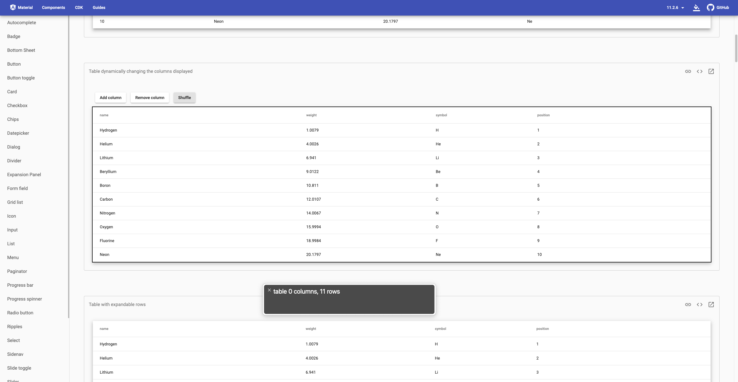 [Mat Table] Voiceover is not announcing mattable column count