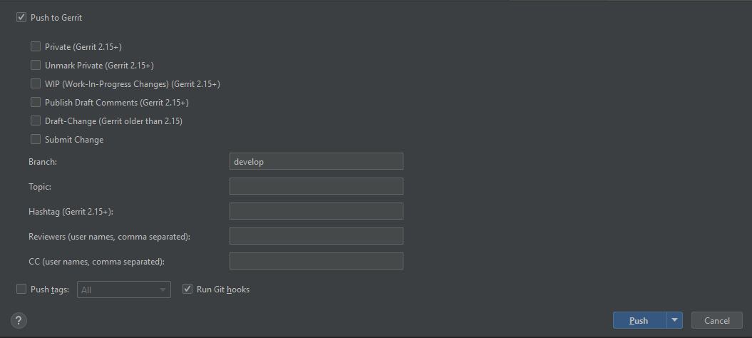 Pushing code review issue to a different branch with a local branch not ...