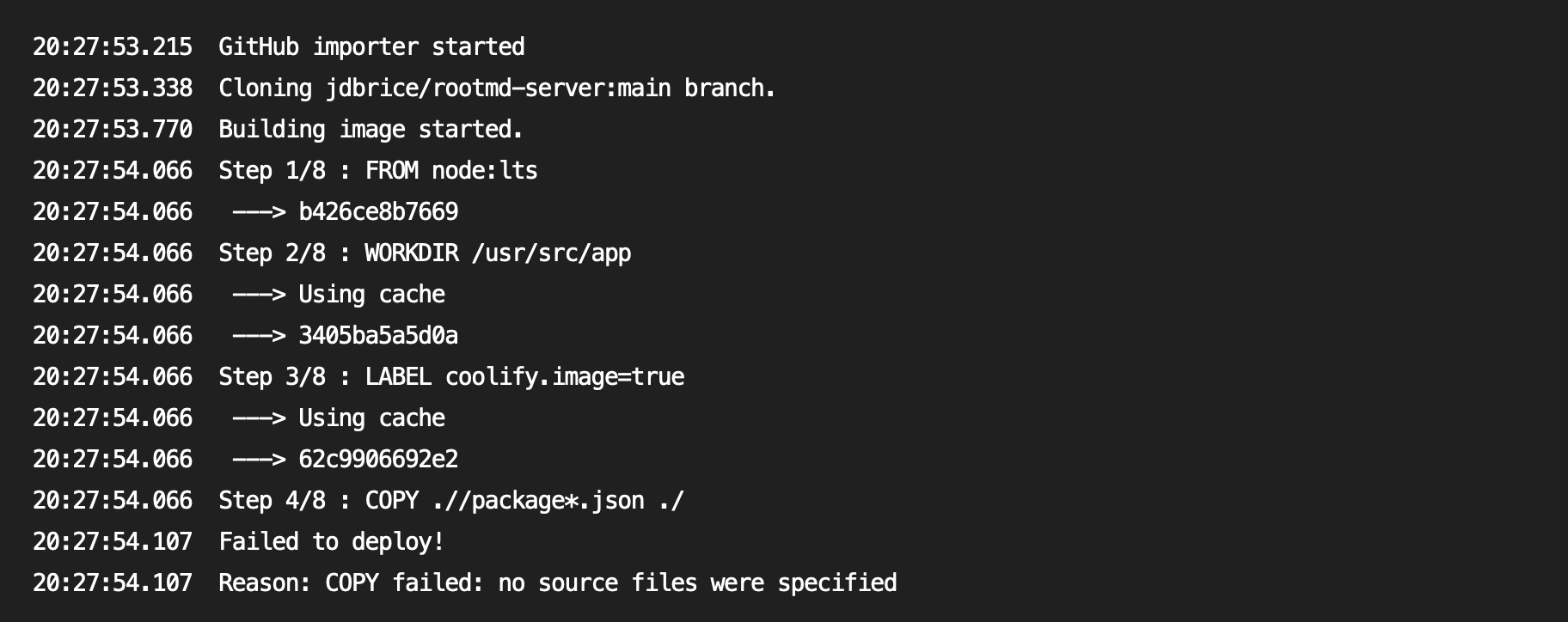 cannot build nodejs app in v2 · Issue #208 · coollabsio/coolify · GitHub