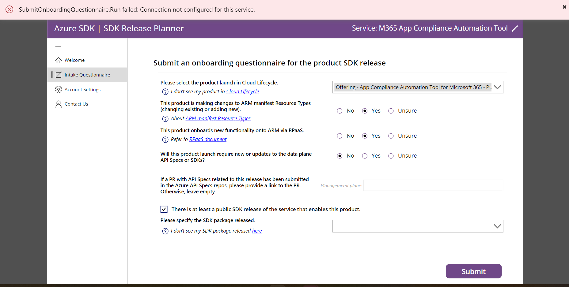 Error: Intake Questionnaire for App Compliance Automation Tool for ...