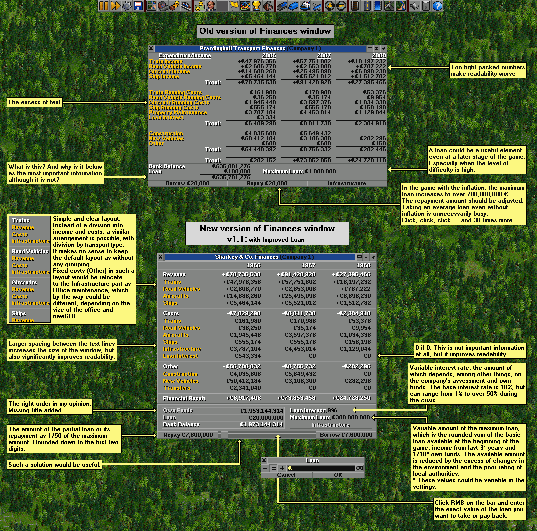 Improvements for the finance window · OpenTTD OpenTTD · Discussion ...