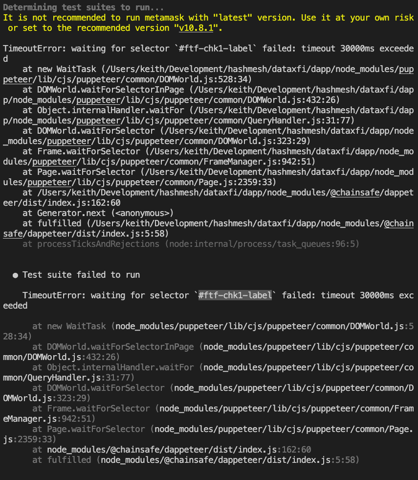 Setup for dappeteer is broken with latest metamask commit. · Issue #101 ...