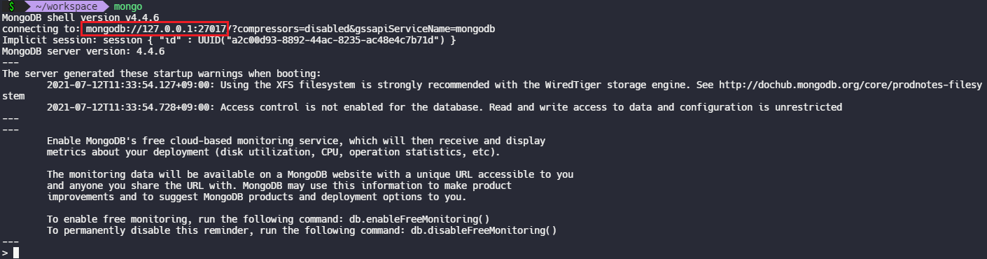 MongoDB 주소