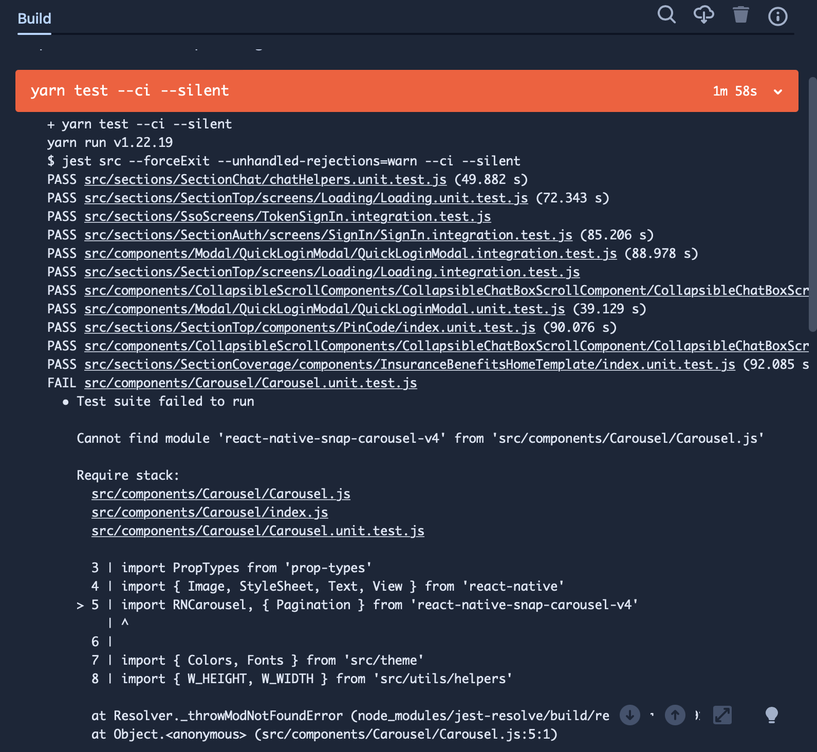Jest testing in bitbucket pipelines · Issue 938 · meliorence/reactnativesnapcarousel · GitHub