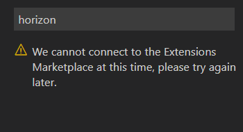 We Cannot connect to the Extensions Marketplace at this time, please ...