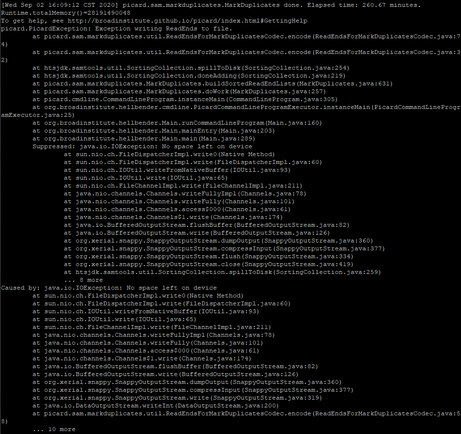 Suppressed java.io.IOException No space left on device · Issue 6787