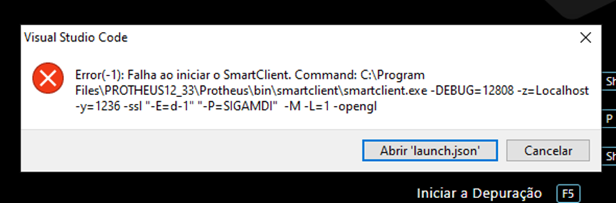 Erro ao iniciar o DEBUG na versão 12.1.33 do Protheus · Issue #905 ...