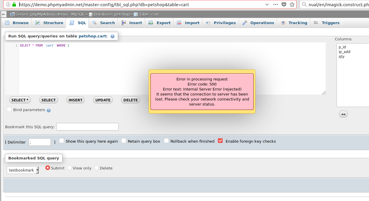 Accessing Bookmarked Query Throws Php Error Issue 14488 Phpmyadmin Phpmyadmin Github<script async src=