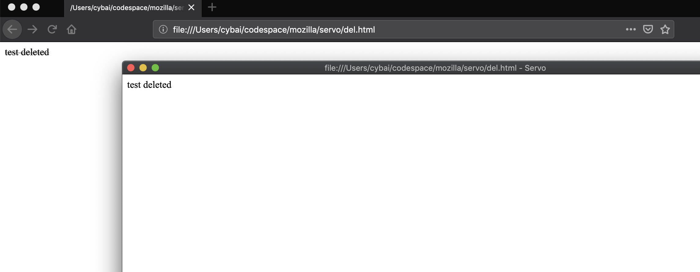 del element is not shown as deleted · Issue 23779 · servo/servo · GitHub