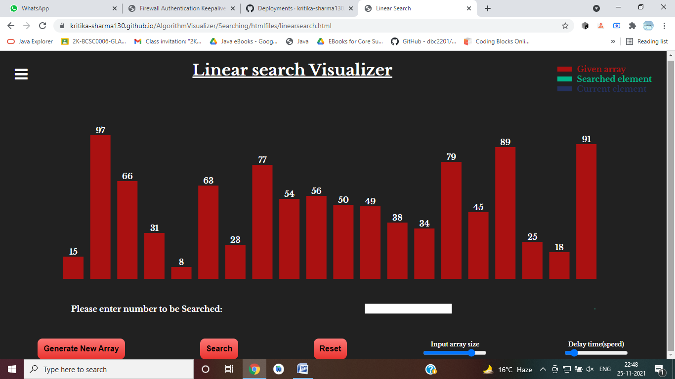 GitHub - kritika-sharma130/AlgorithmVisualizer: Mini Project which ...