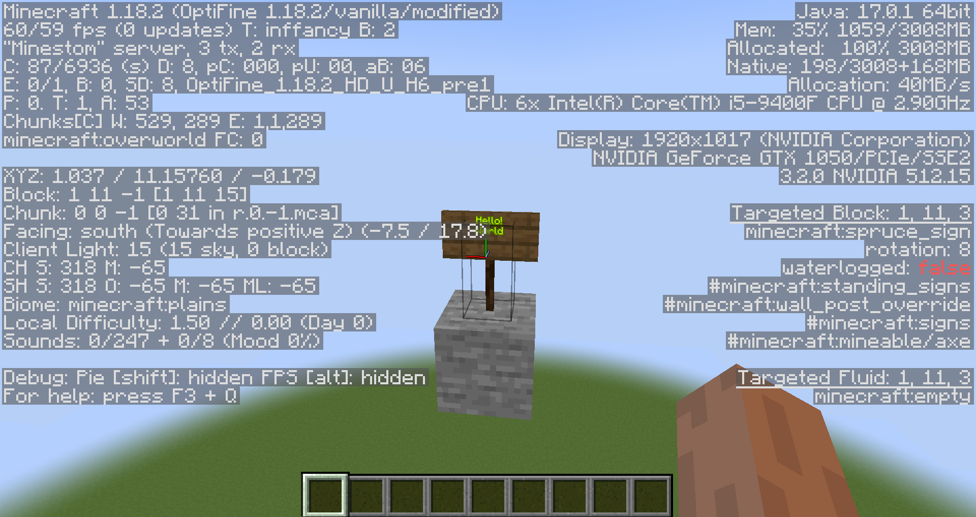 The sign's not loaded below y = 0 · Issue #808 · Minestom/Minestom · GitHub