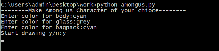 Output · Issue #1 · fmerchant31/Among-us-character-of-your-choice · GitHub
