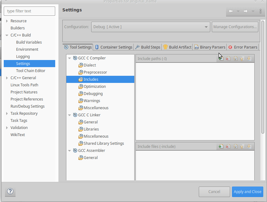 Rename project does change include directories pointing to this project
