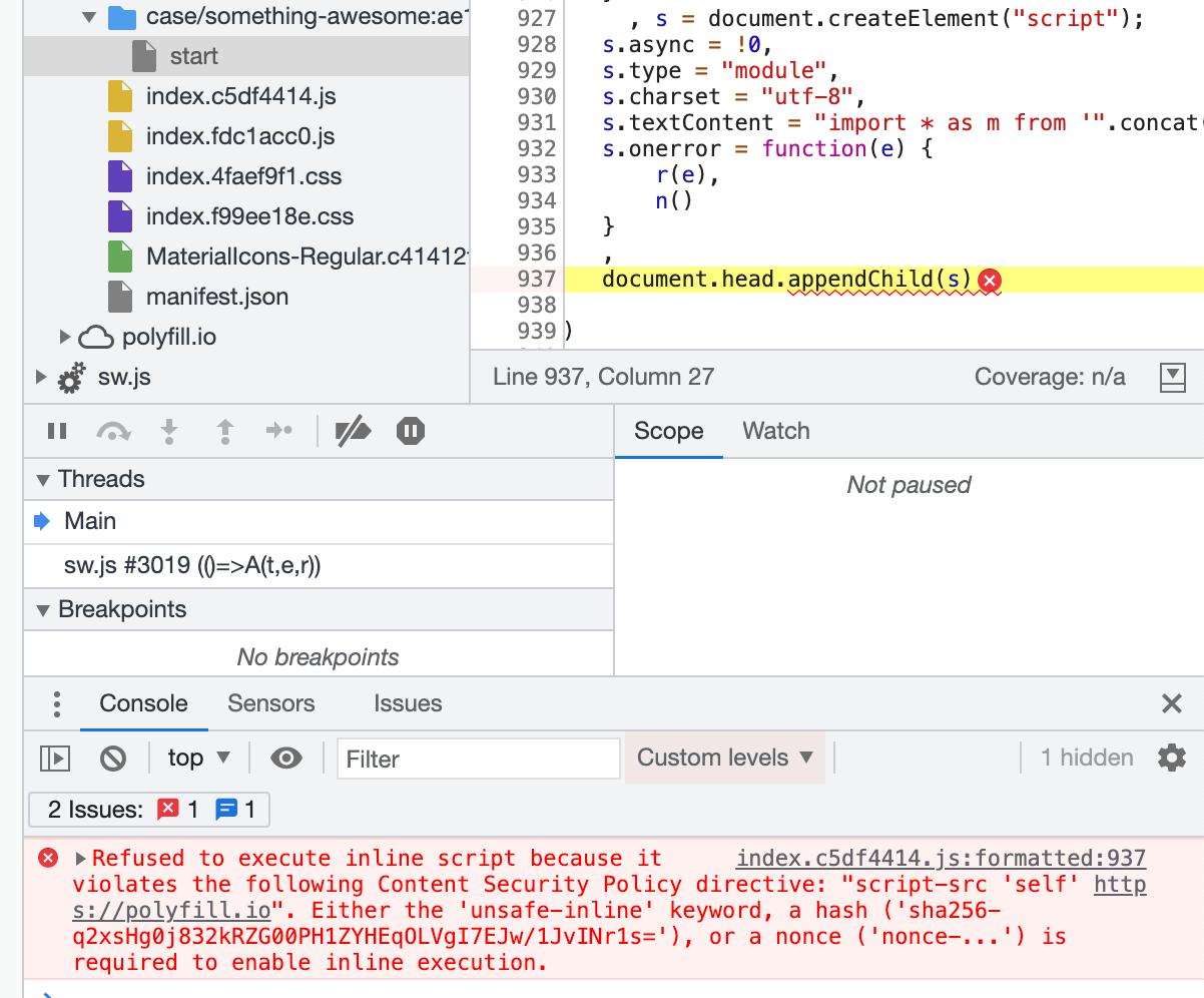 Inline script loader seems to conflict with good Content Security ...