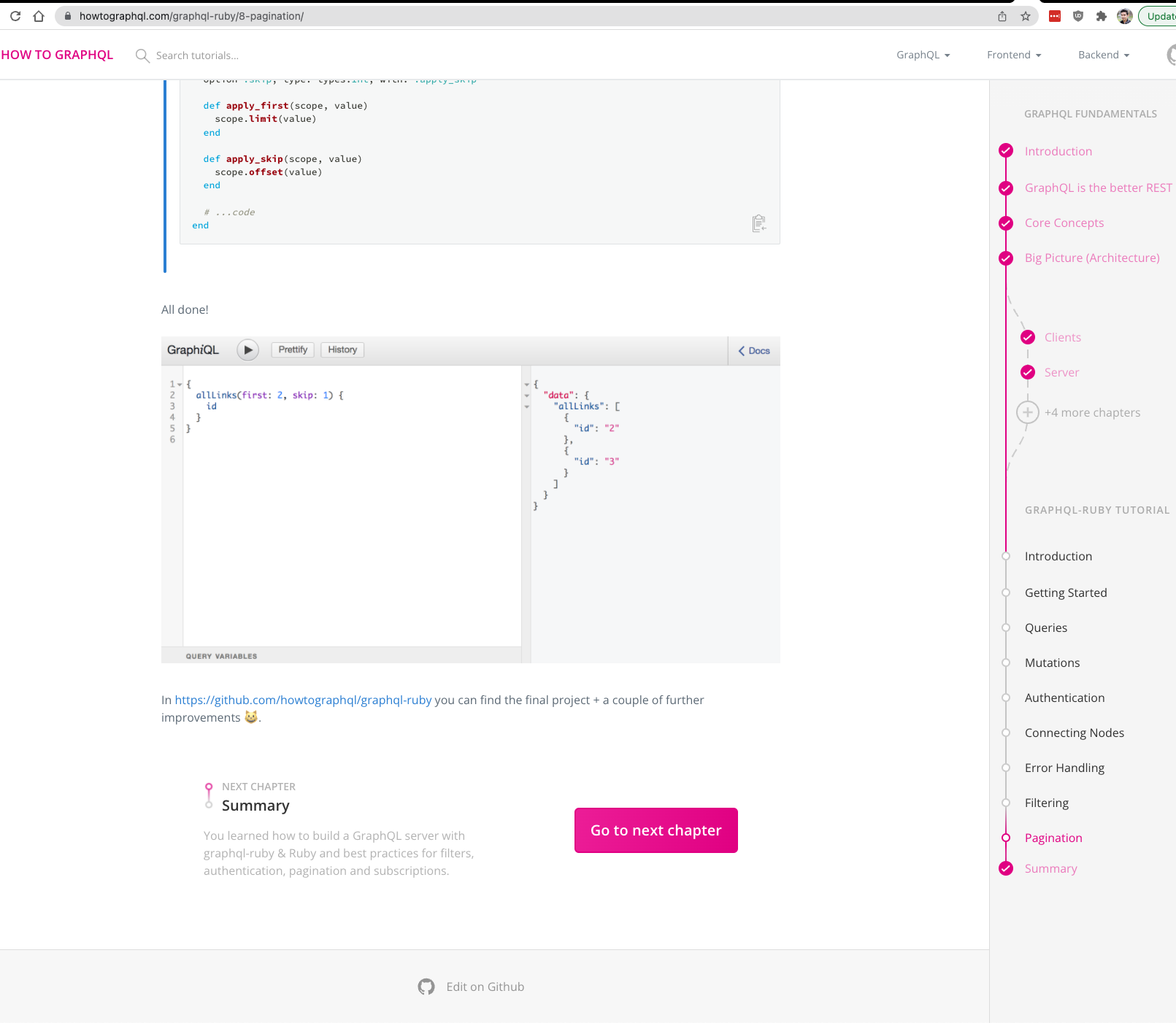 Unable to achieve completion chapters on Ruby tutorial · Issue #1423 ...