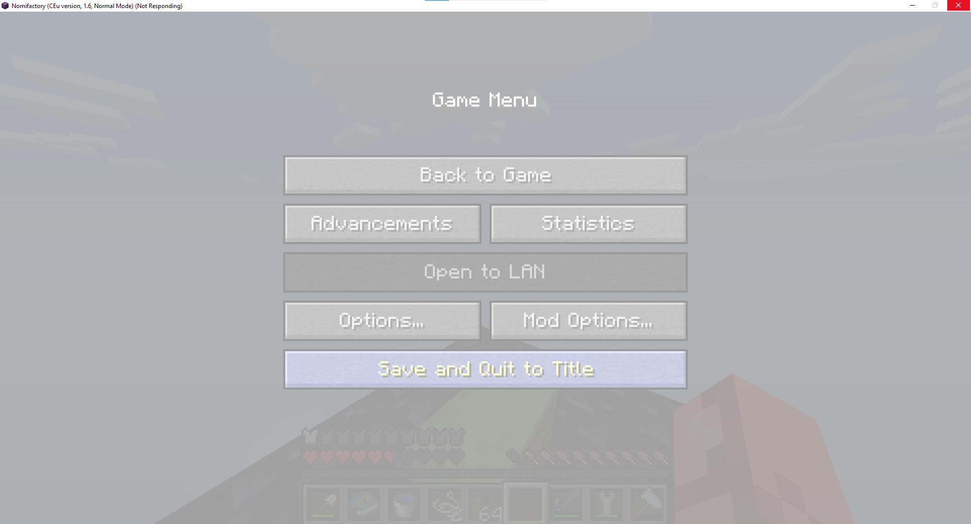 Nuclearcraft freezes game on world close (when on a lan world, cheats