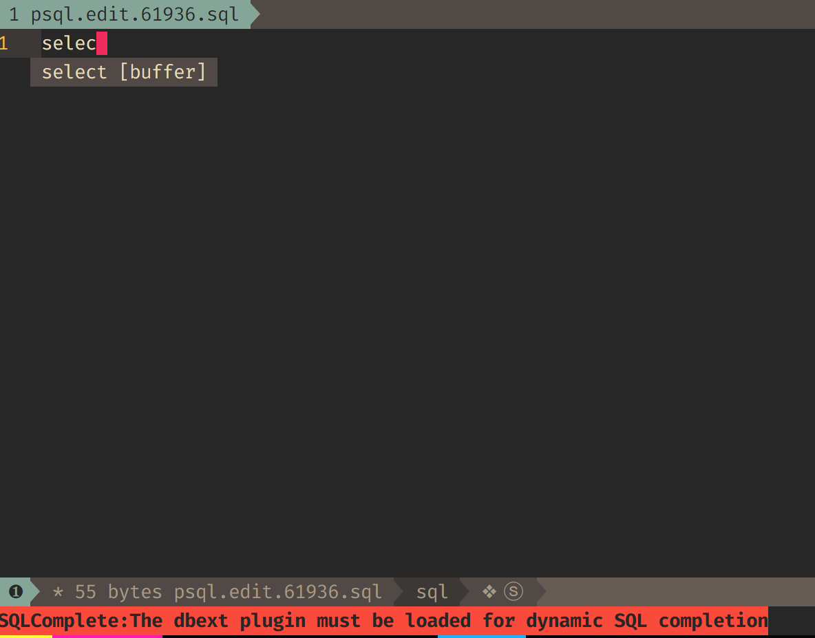 Error - SQLComplete: The debxt plugin must be loaded for