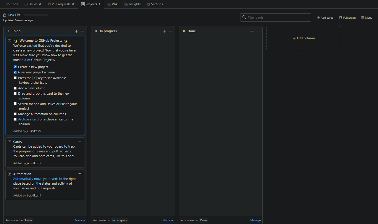 git project kanban