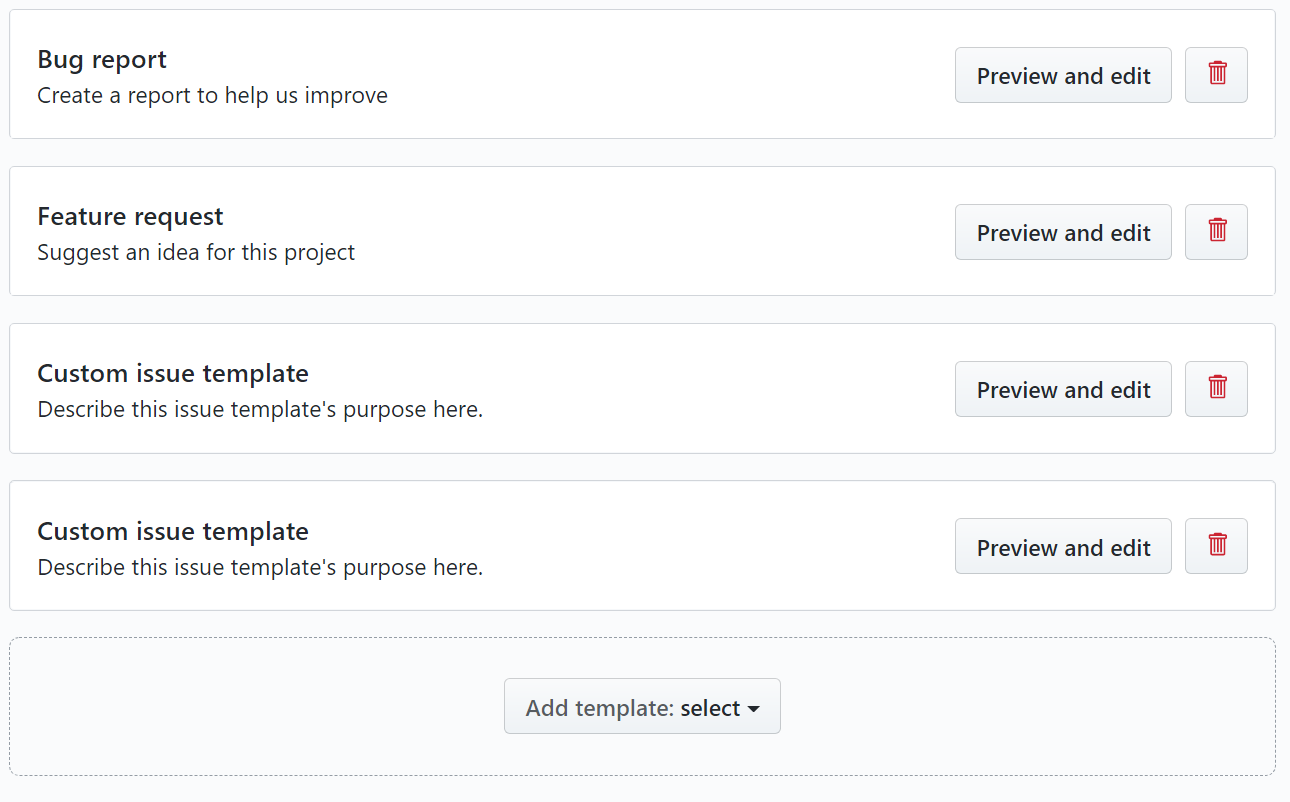 github issue add template