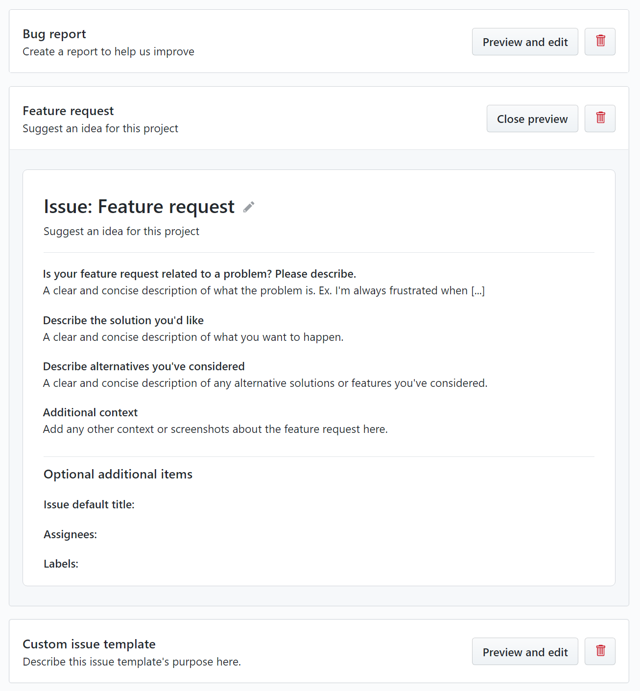 github issue Feature Request