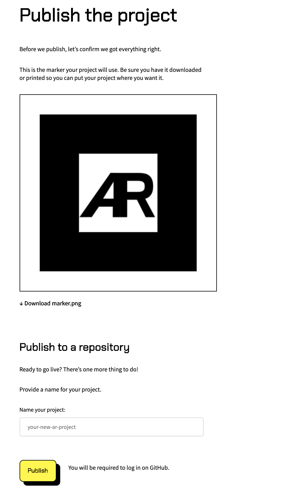 AR js Studio Publish the project