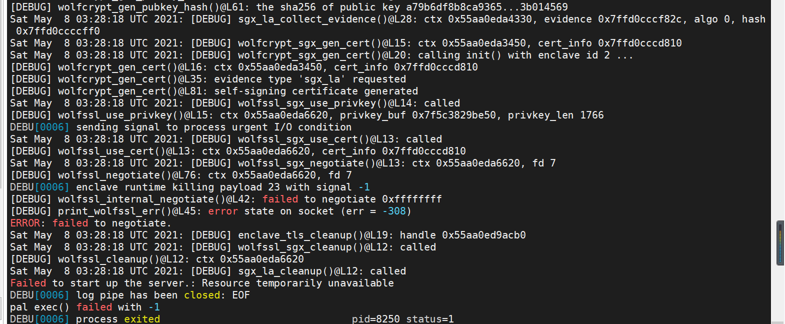 skeleton/tls_server.c [ERROR] Failed to negotiate 0x7 · Issue 899 · inclavarecontainers