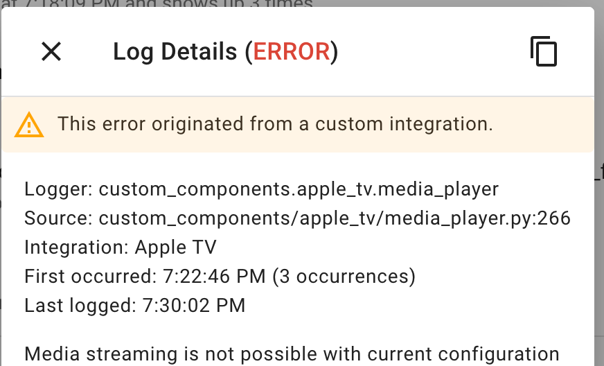 "Media Streaming is not possible with the current configuration ...