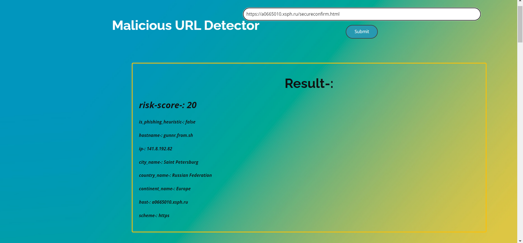 GitHub - NiranjanJoker/Malicious-URL-Detector-Using-Scanner-API: A ...