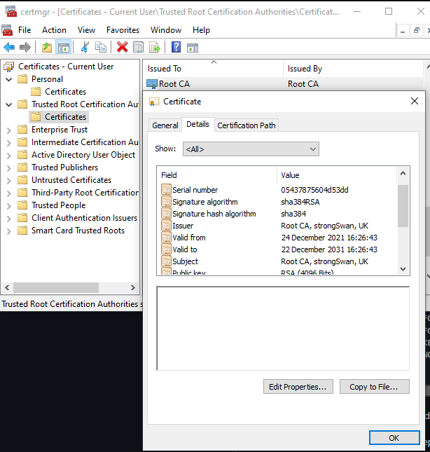 Win10 IKEv2 X.509 EAP-TLS connection · strongswan strongswan ...