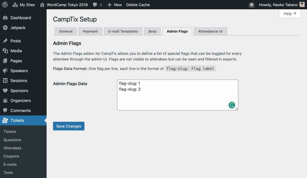 CampTix Admin Flags dosn't save more than 1 flag · Issue 861
