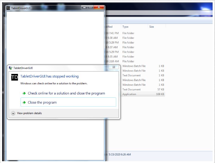 "TabletDriverGUI" Has stopped working! · Issue 726 · hawku