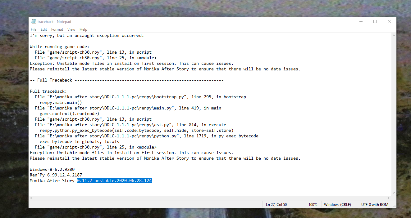 game won't open. · Issue #6080 · Monika-After-Story/MonikaModDev · GitHub