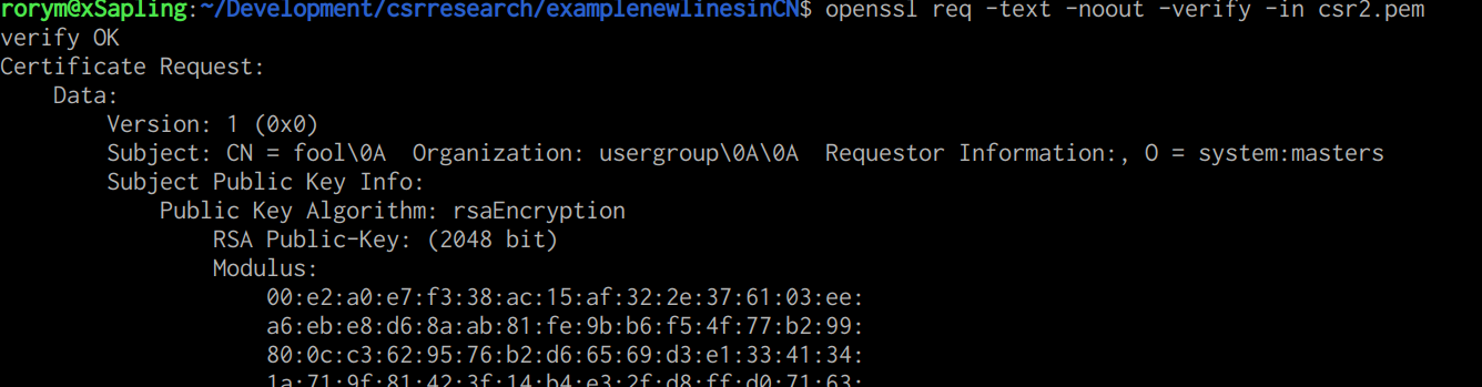 output from openssl