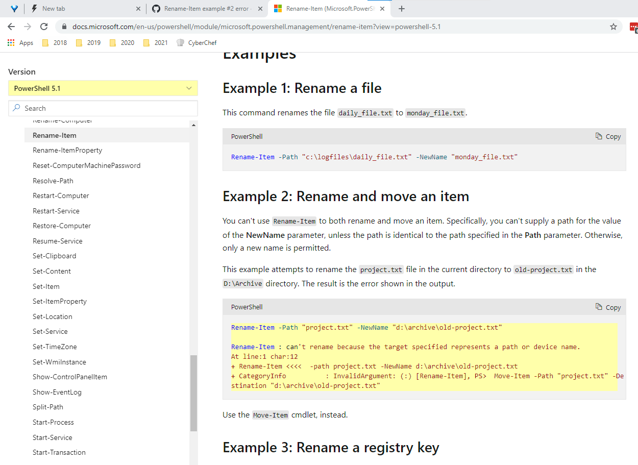 RenameItem example 2 error · Issue 8368 · MicrosoftDocs/PowerShell