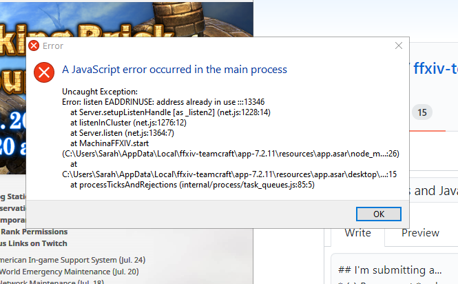 Bug: BSOD's and Javascript errors · Issue #1563 · ffxiv-teamcraft/ffxiv ...