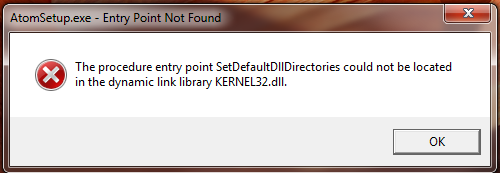 ERROR: The Procedure entry point setDefaultDllDirectories could not be ...