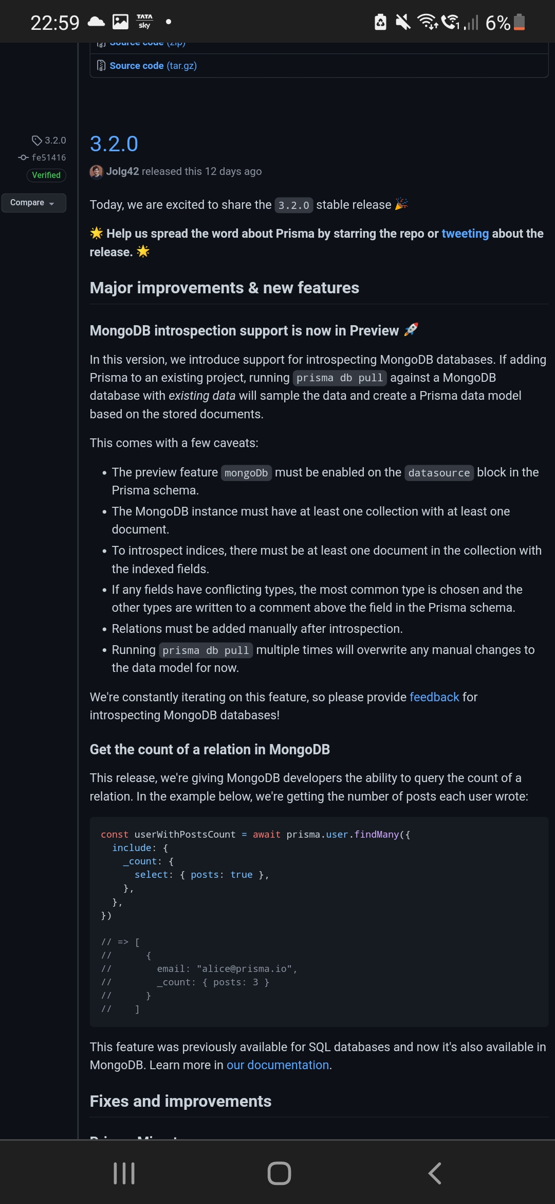 Small typo in the changelogs of 3.2.0 releases · Issue #9810 · prisma ...